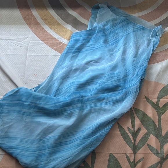 3/$10 Light Blue White Cowl Neckline Midi Dress - Picture 4 of 4